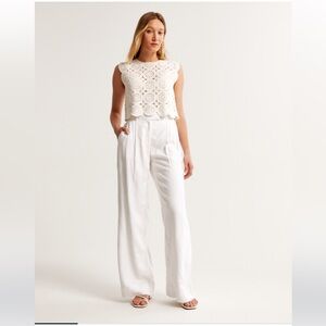 Abercrombie & Fitch White Wide-Leg Trousers